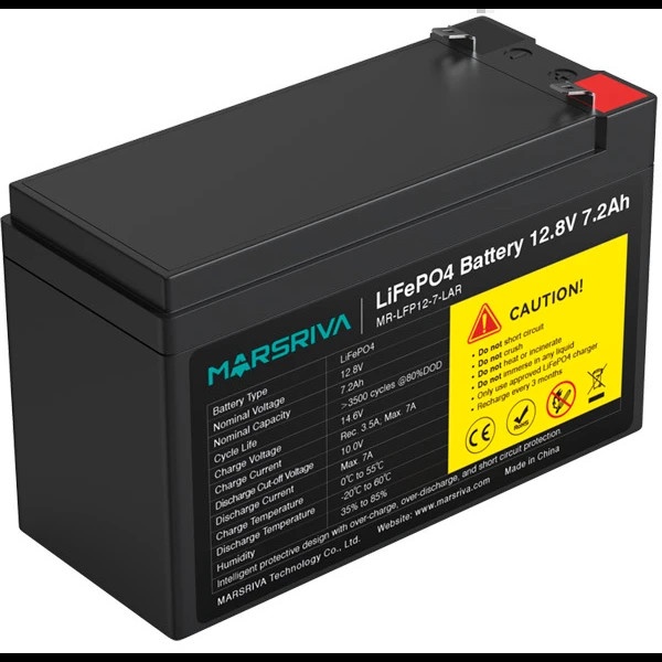 Аккумулятор литиевый MR-LFP12-7-LAR LiFePO4, 12.8В/7.2Ач MARSRIVA