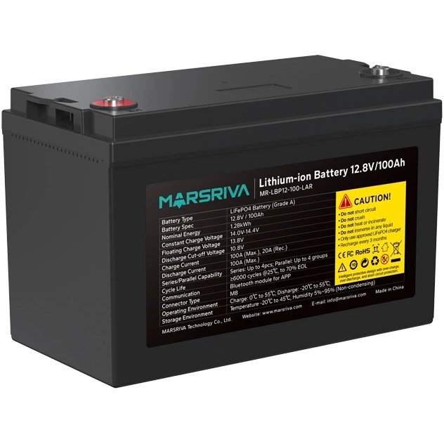 LiFePO4 Батарея MR-LBP12-100-LAR, 12.8В/100Ач, Класс А, 1.28кВт*ч, 6000 циклов