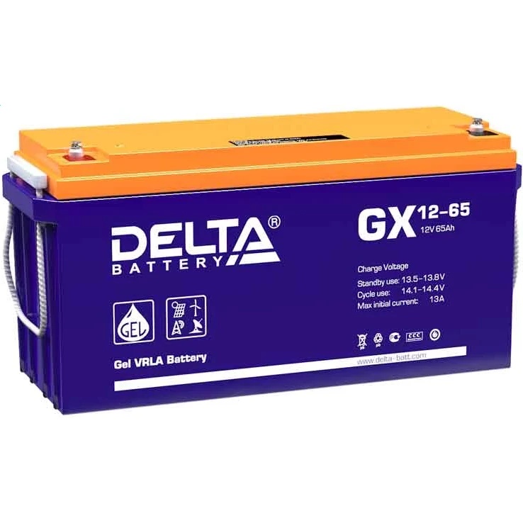Аккумуляторная батарея Delta GX 12-65 напряжение 12В, емкость 65Ач (350х167х183mm)