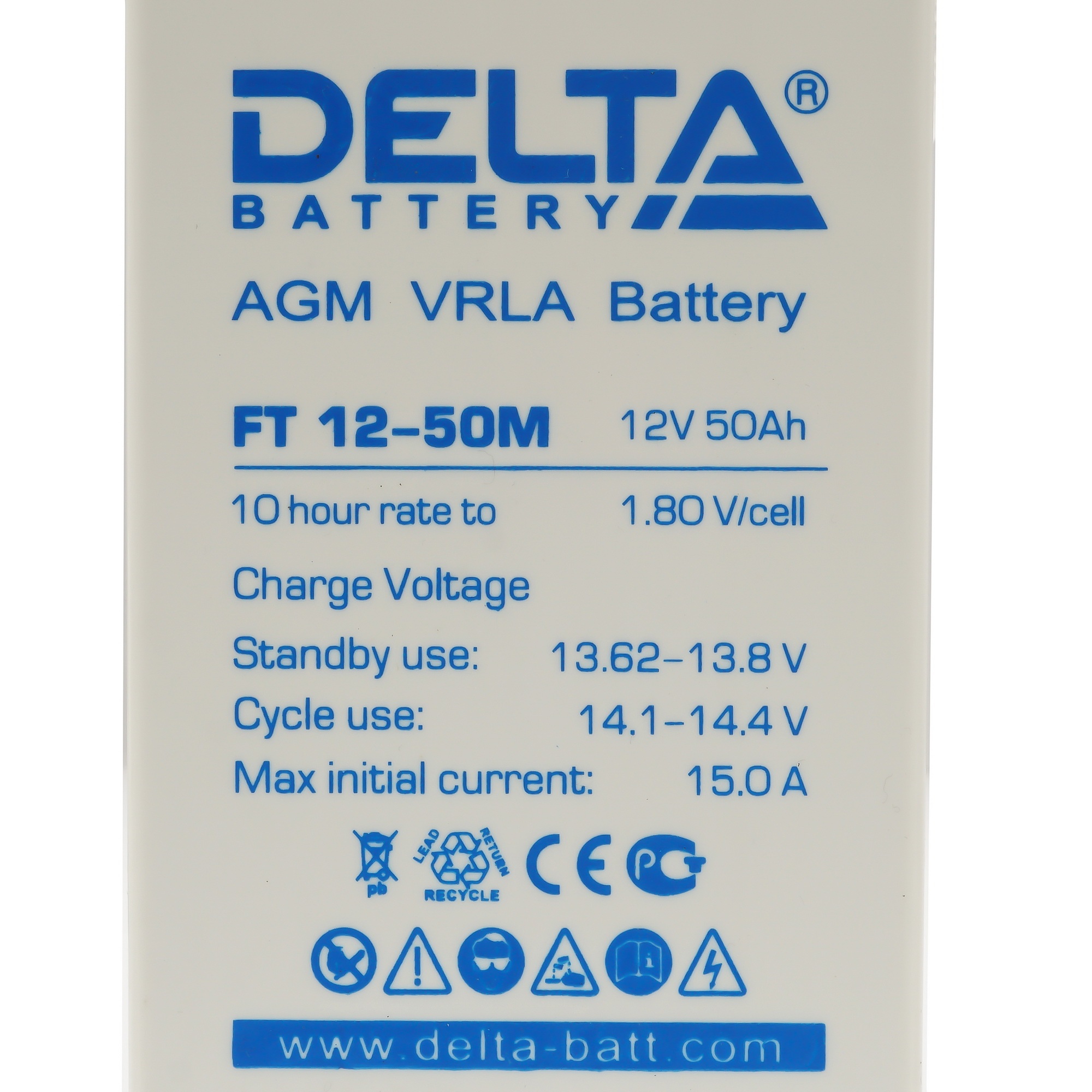 Аккумуляторная батарея Delta FT 12-50 M напряжение 12В, емкость 50Ач (277х106х243mm)