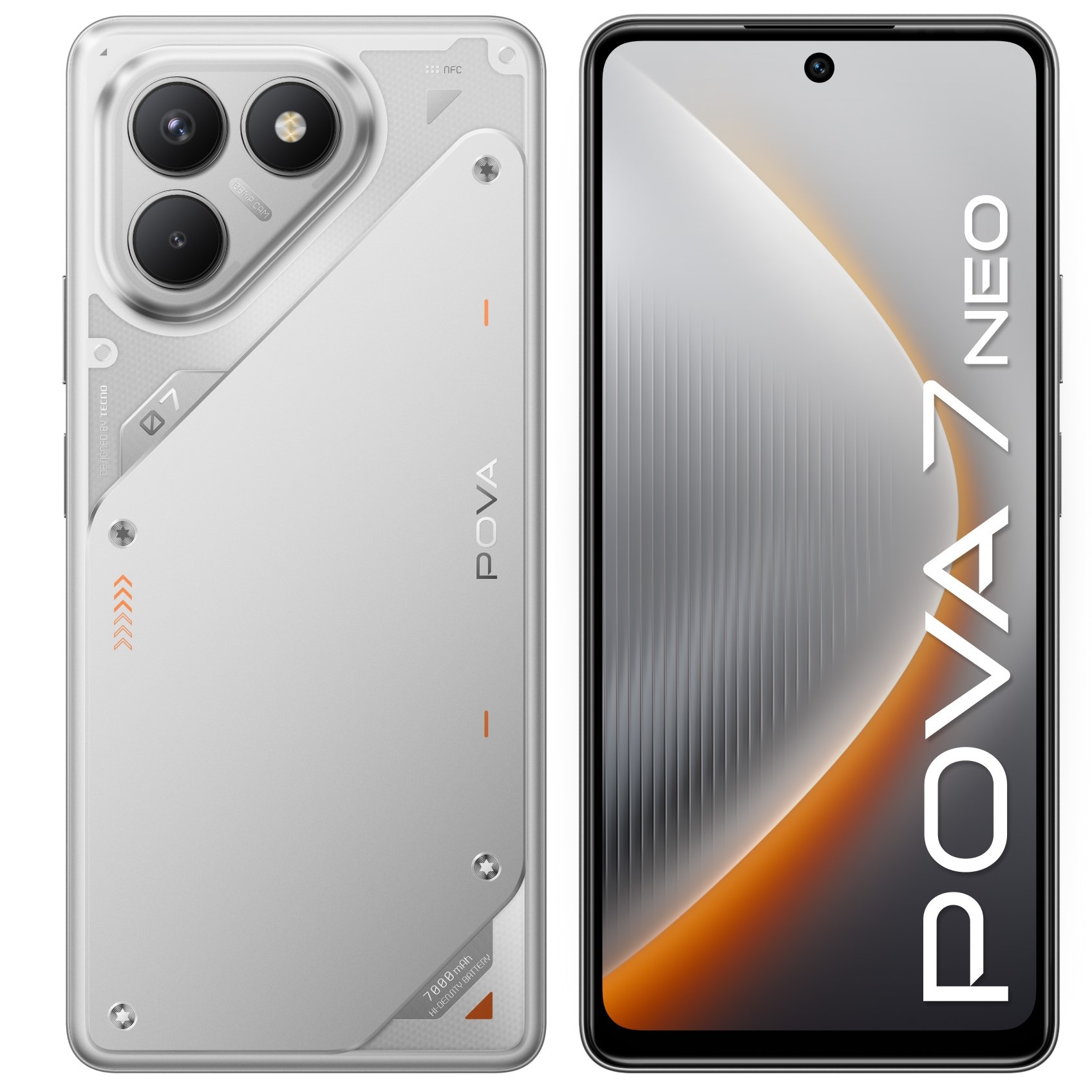 Смартфон Tecno POVA 7 Neo 8/128Gb, серебристый
