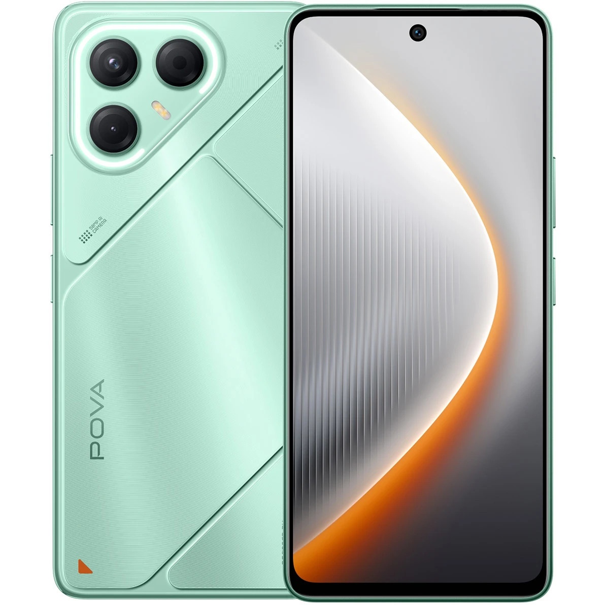Смартфон Tecno Pova 7 5G 256Gb 8Gb зеленый моноблок 3G 4G 6.8" 1080x2460 Android 14 50Mpix 802.11 a/