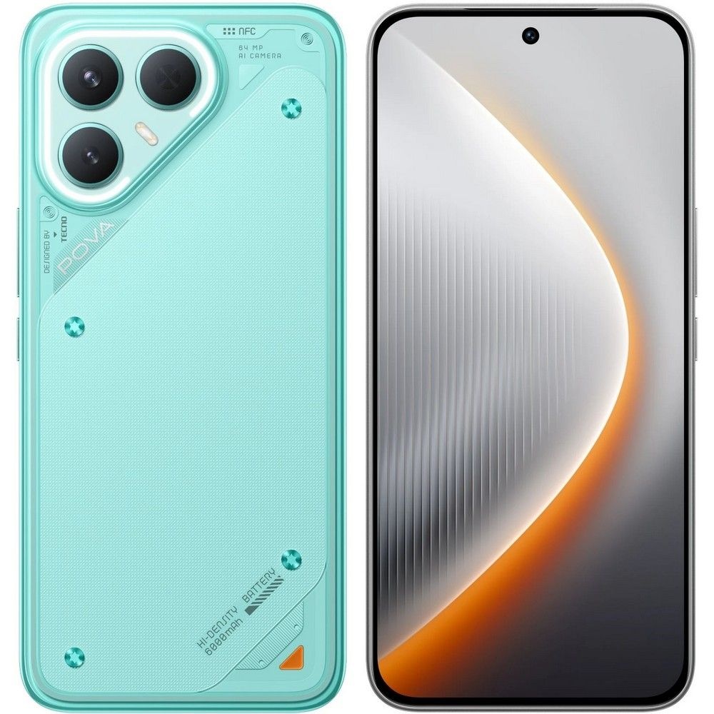 Смартфон Tecno Pova 7 Pro 5G 256Gb 8Gb зеленый моноблок 3G 4G 2Sim 6.78" 1224x2720 Android 15 64Mpix