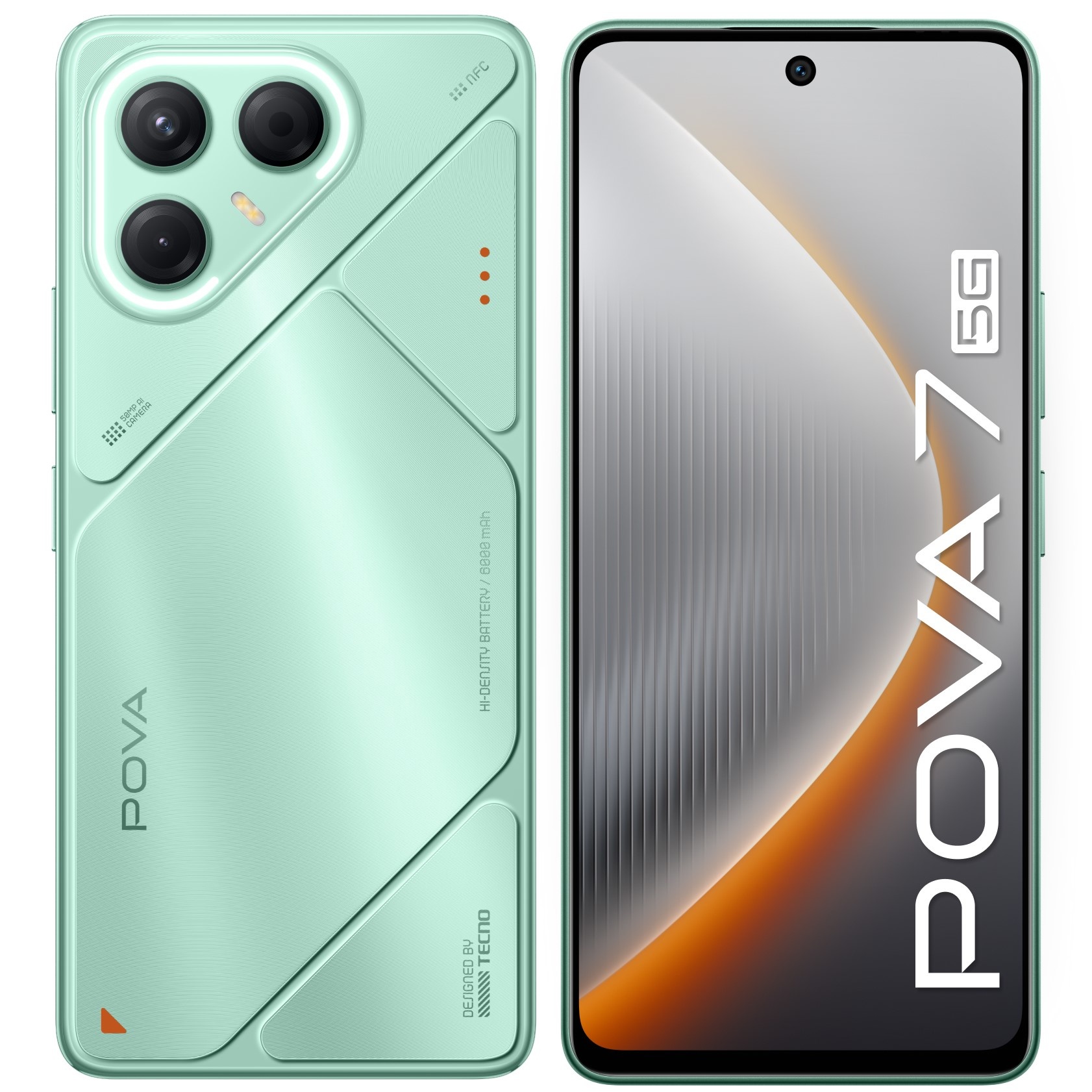 Смартфон Tecno Pova 7 Pro 5G 256Gb 8Gb зеленый моноблок 3G 4G 2Sim 6.78" 1224x2720 Android 15 64Mpix