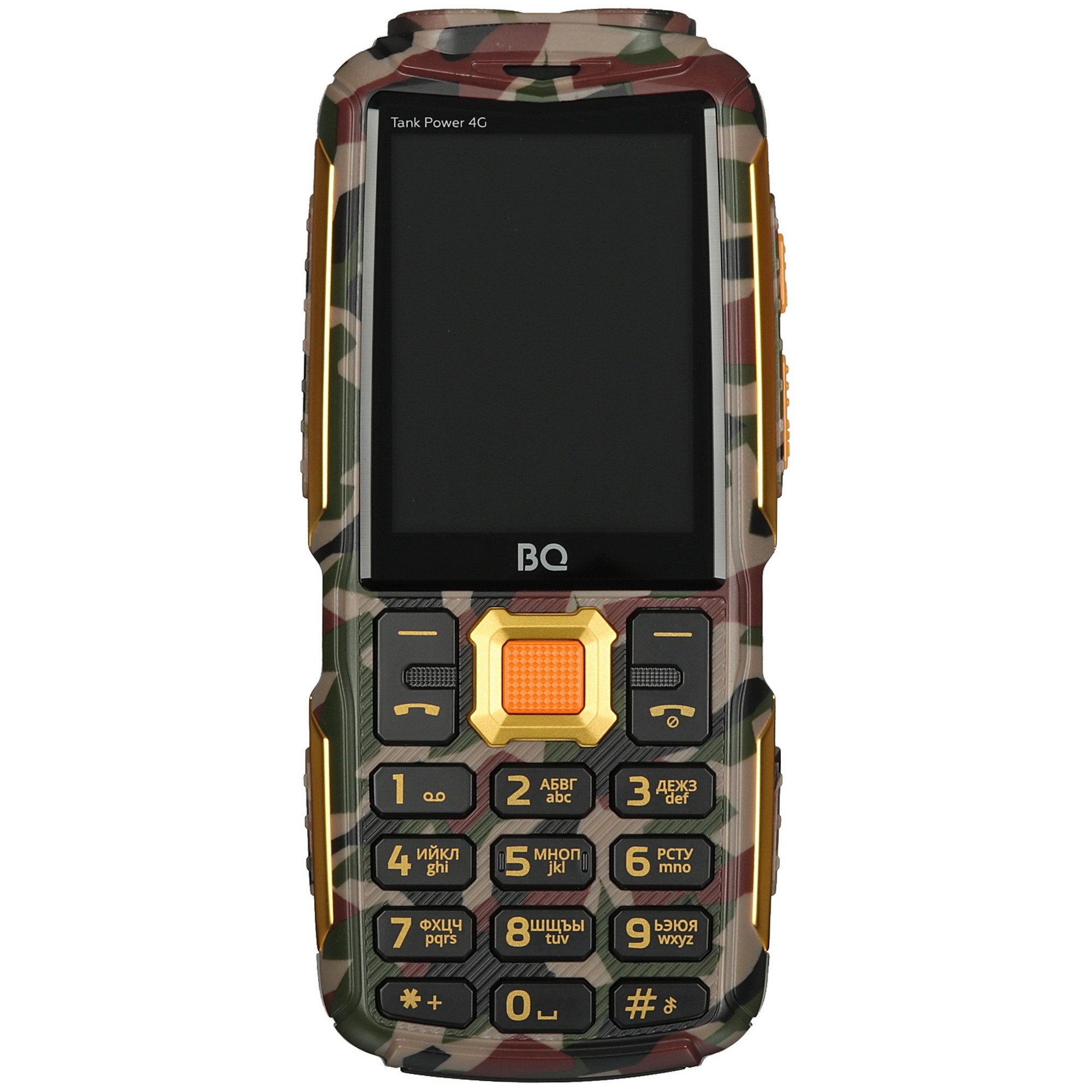 Мобильный телефон BQ 2410L Tank Power 4G камуфляж/золотистый