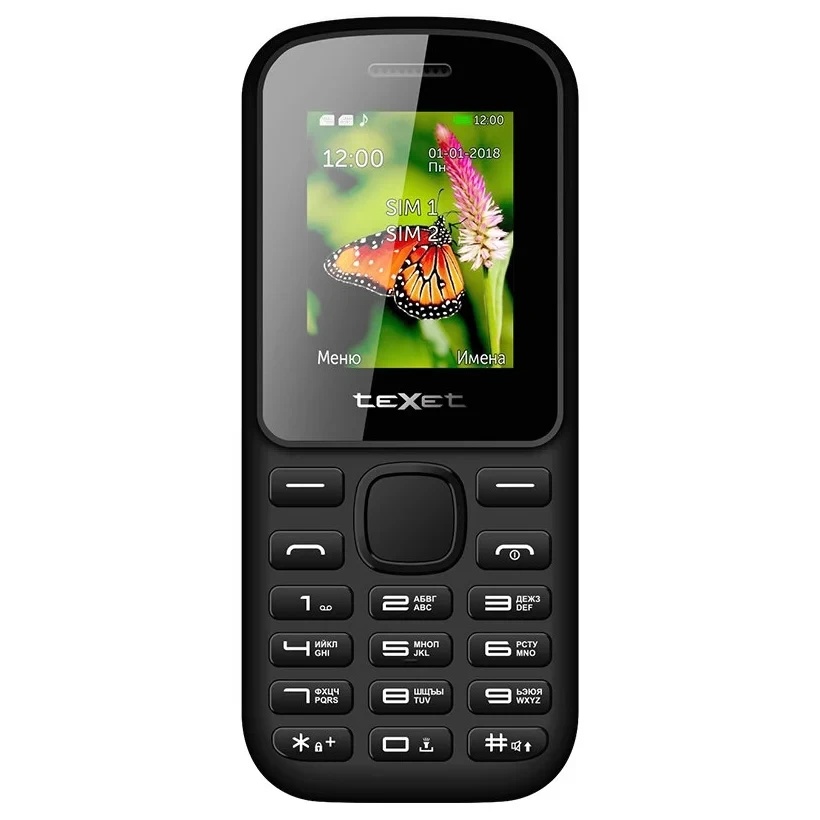 Мобильный телефон Texet TM-130 черный-красный