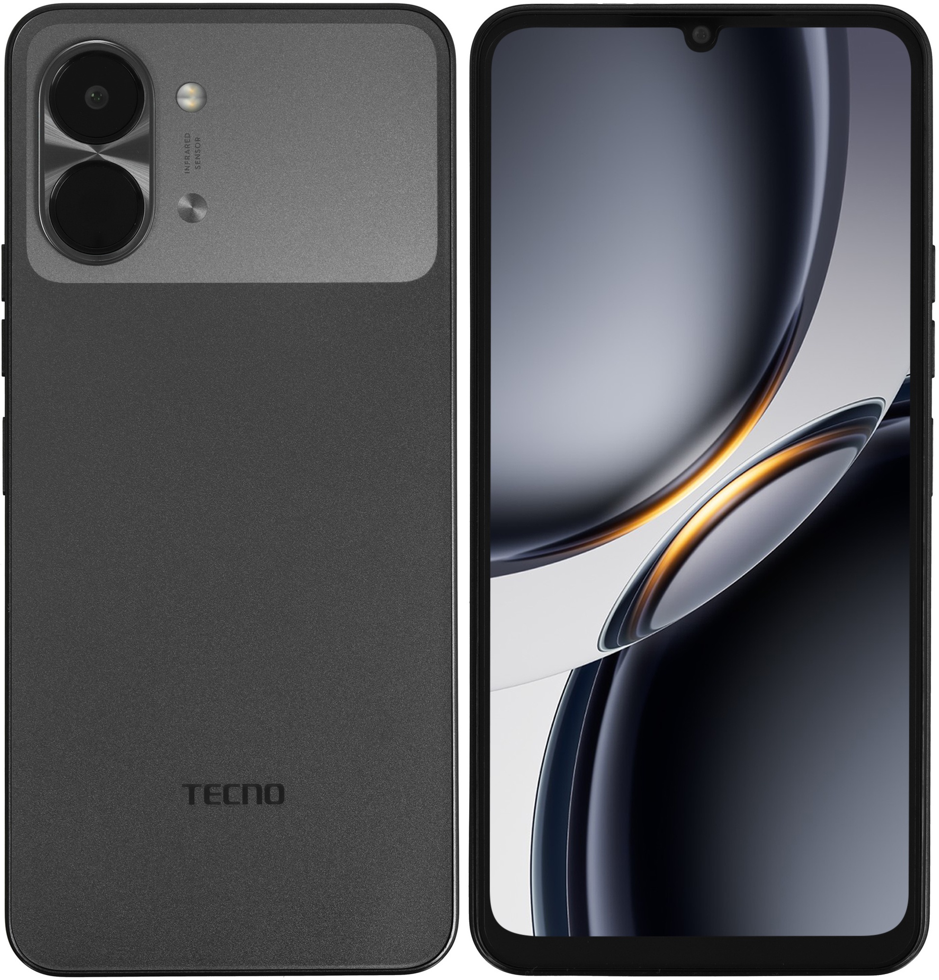 Смартфон Tecno Spark Go 3 128Gb 4Gb черный моноблок 3G 4G 2Sim 6.75" 720x1600 Android 15 13Mpix 802.